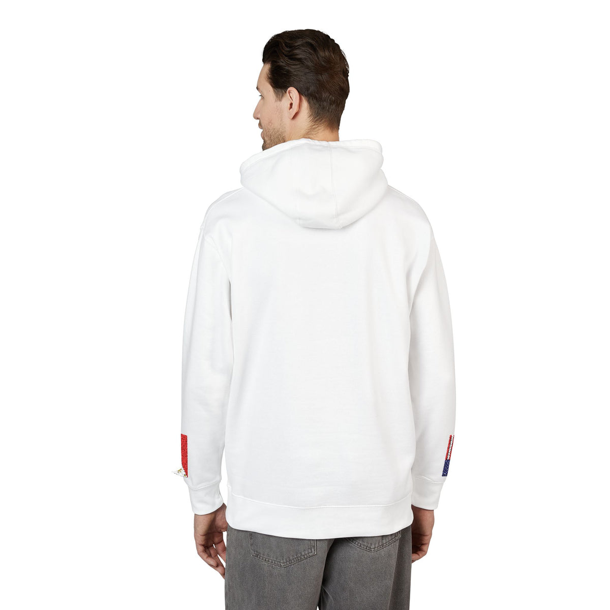 Filipino American Flag Fleece Hoodie | Philippines USA Dual Heritage Gift | Personalized Initials | Embroidered Sleeve Flags - Proud & Loyal