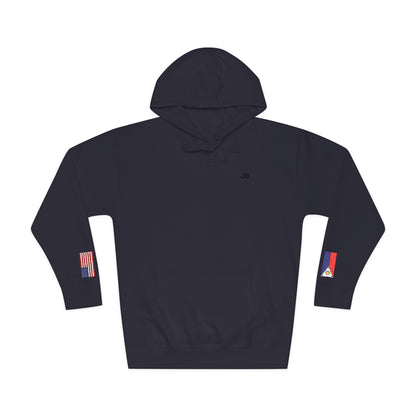 Filipino American Flag Fleece Hoodie | Philippines USA Dual Heritage Gift | Personalized Initials | Embroidered Sleeve Flags - Proud & Loyal