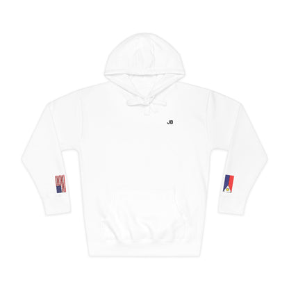 Filipino American Flag Fleece Hoodie | Philippines USA Dual Heritage Gift | Personalized Initials | Embroidered Sleeve Flags - Proud & Loyal