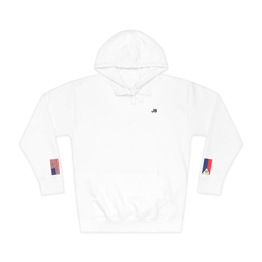 Filipino American Flag Fleece Hoodie | Philippines USA Dual Heritage Gift | Personalized Initials | Embroidered Sleeve Flags - Proud & Loyal