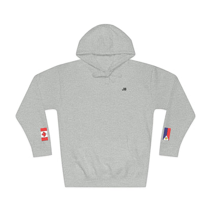 Filipino Canadian Flag Fleece Hoodie | Philippines Canada Dual Heritage Gift | Personalized Initials | Embroidered Sleeve Flags - Proud & Loyal