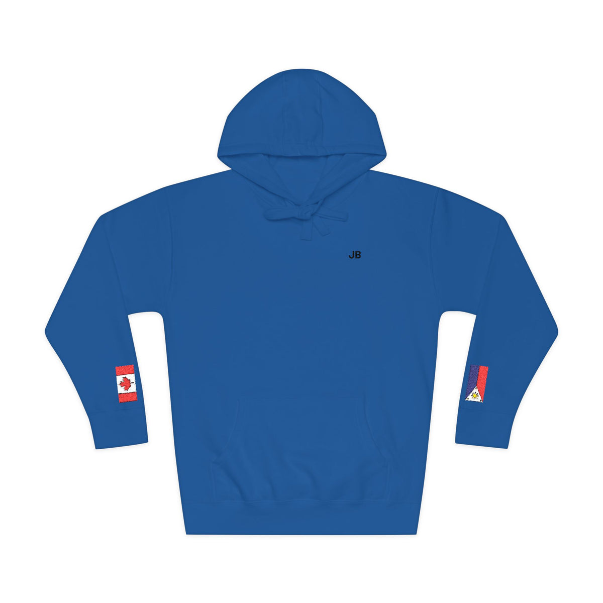 Filipino Canadian Flag Fleece Hoodie | Philippines Canada Dual Heritage Gift | Personalized Initials | Embroidered Sleeve Flags - Proud & Loyal
