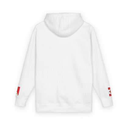 Filipino Canadian Flag Fleece Hoodie | Philippines Canada Dual Heritage Gift | Personalized Initials | Embroidered Sleeve Flags - Proud & Loyal