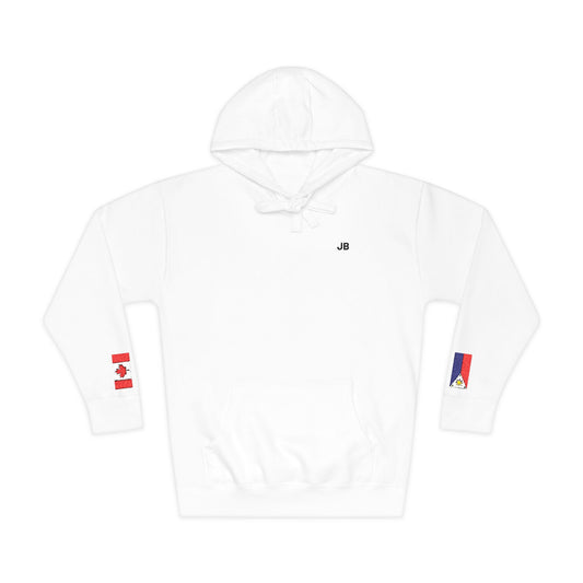 Filipino Canadian Flag Fleece Hoodie | Philippines Canada Dual Heritage Gift | Personalized Initials | Embroidered Sleeve Flags - Proud & Loyal