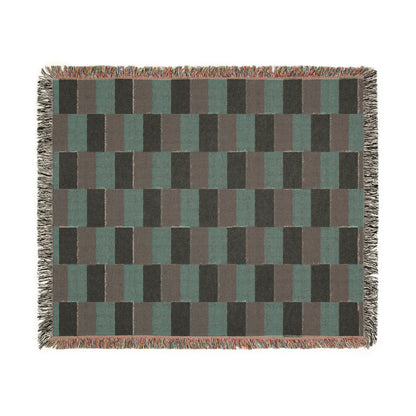 France Flag Checkered Stripe Woven Blanket | Geometric Throw, Navy Rust Cream - Proud & Loyal