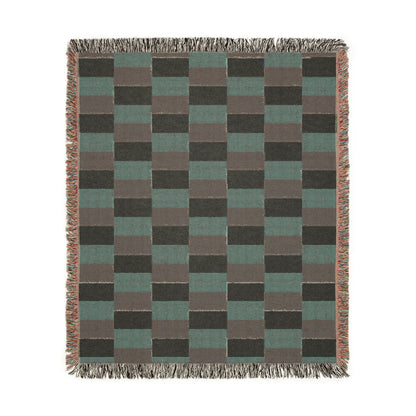 France Flag Checkered Stripe Woven Blanket | Geometric Throw, Navy Rust Cream - Proud & Loyal