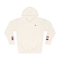 French American Flag Fleece Hoodie | France USA Dual Heritage Naturalization Gift | Personalized Initials | Embroidered Sleeve Flags - Proud & Loyal
