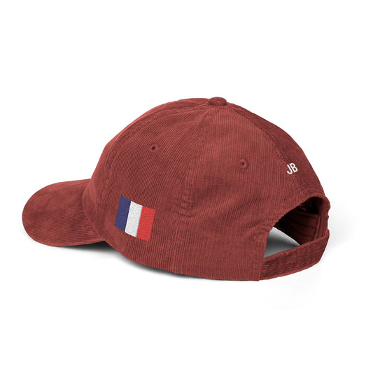 French American Flag Hat Personalized Initials | Dual Heritage Cap, New American Citizenship Naturalization Gift, France USA Corduroy - Proud & Loyal