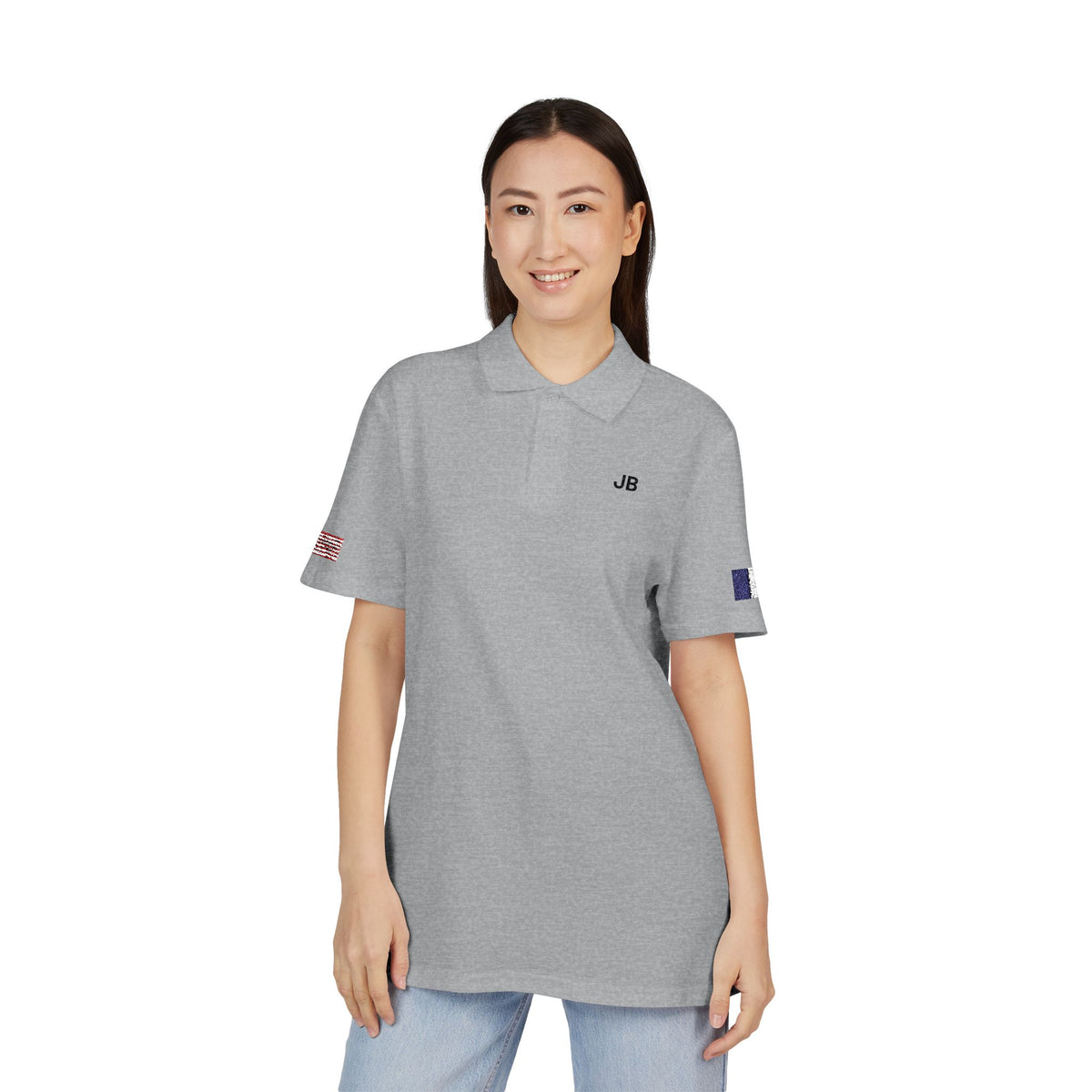 French American Heritage Polo Shirt, France USA Flag Embroidered Polo, Custom Initials, Cotton Pique Shirt, French Gift - Proud & Loyal