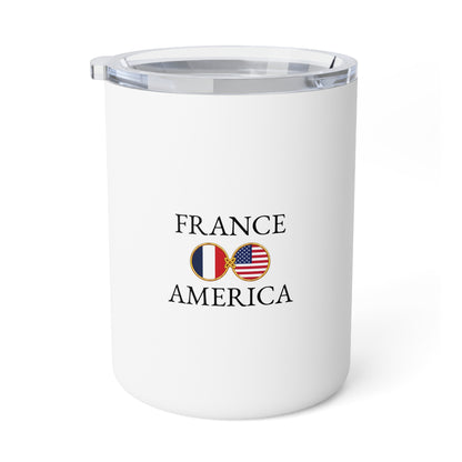 French American Personalized Name Insulated Coffee Mug, Custom Travel Tumbler, France USA Dual Heritage Naturalization Citizen Gift - Proud & Loyal