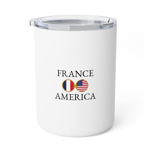 French American Personalized Name Insulated Coffee Mug, Custom Travel Tumbler, France USA Dual Heritage Naturalization Citizen Gift - Proud & Loyal