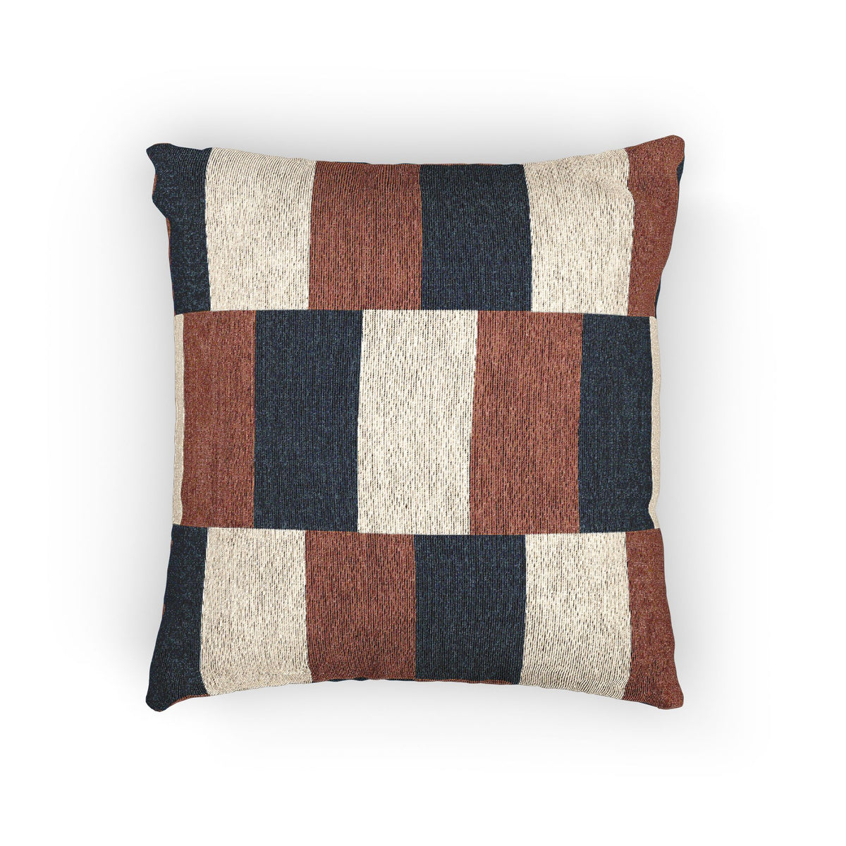 French Flag Striped Woven Block Pattern Pillow | France Navy Rust Cream Pillow - Proud & Loyal