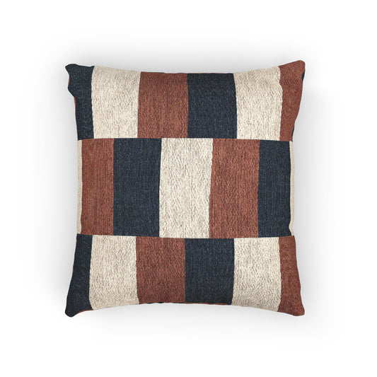 French Flag Striped Woven Block Pattern Pillow | France Navy Rust Cream Pillow - Proud & Loyal