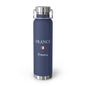 French Heritage Insulated Water Bottle, Copper Lined, Custom Thermos, France Flag Metal Travel Flask, Personalized Name - Proud & Loyal