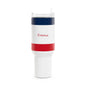 French Inspired Striped Name Tumbler 40oz | Navy White Red, Personalized Stanley Tumbler Travel Mug - Proud & Loyal