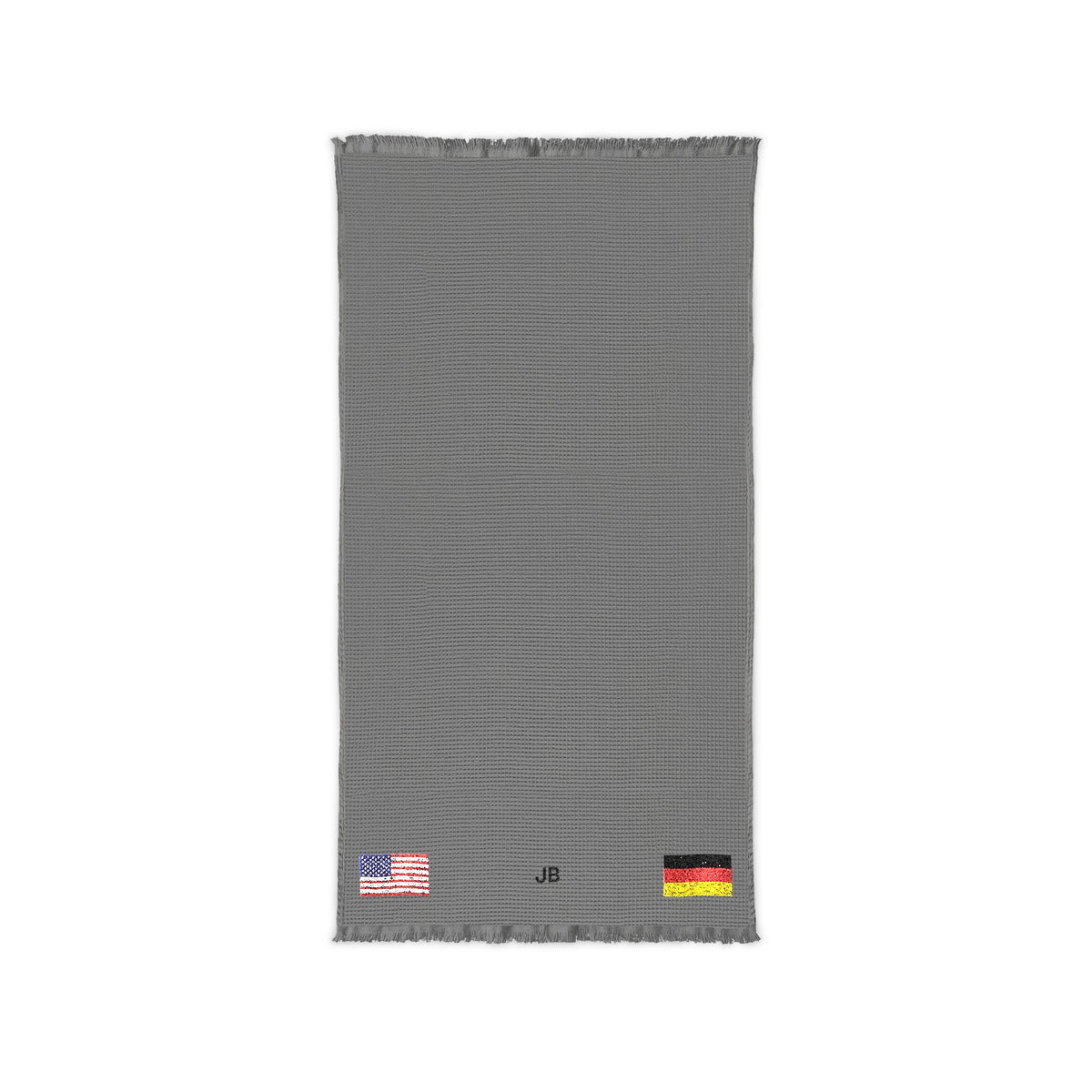 German American Embroidered Waffle Cotton Throw, Lightweight Cozy Blanket | Germany USA Neutral Home Accent - Proud & Loyal