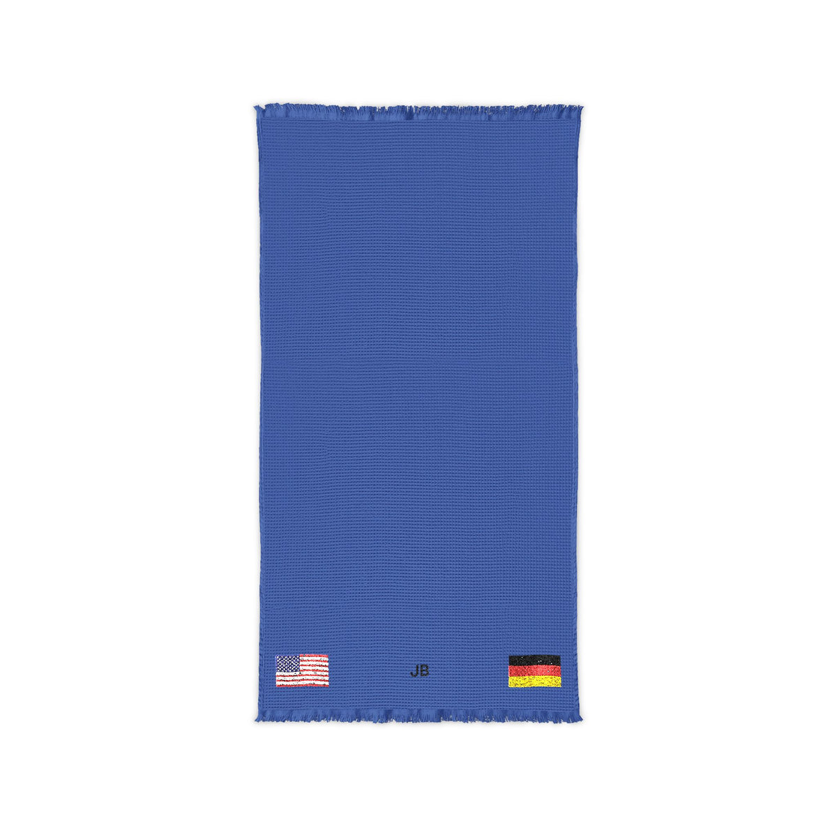 German American Embroidered Waffle Cotton Throw, Lightweight Cozy Blanket | Germany USA Neutral Home Accent - Proud & Loyal