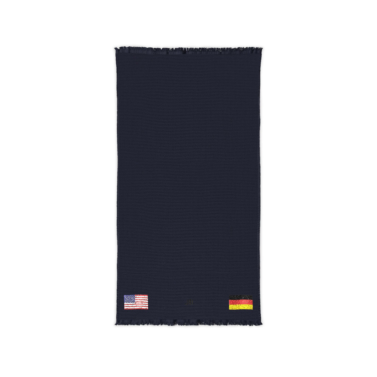 German American Embroidered Waffle Cotton Throw, Lightweight Cozy Blanket | Germany USA Neutral Home Accent - Proud & Loyal