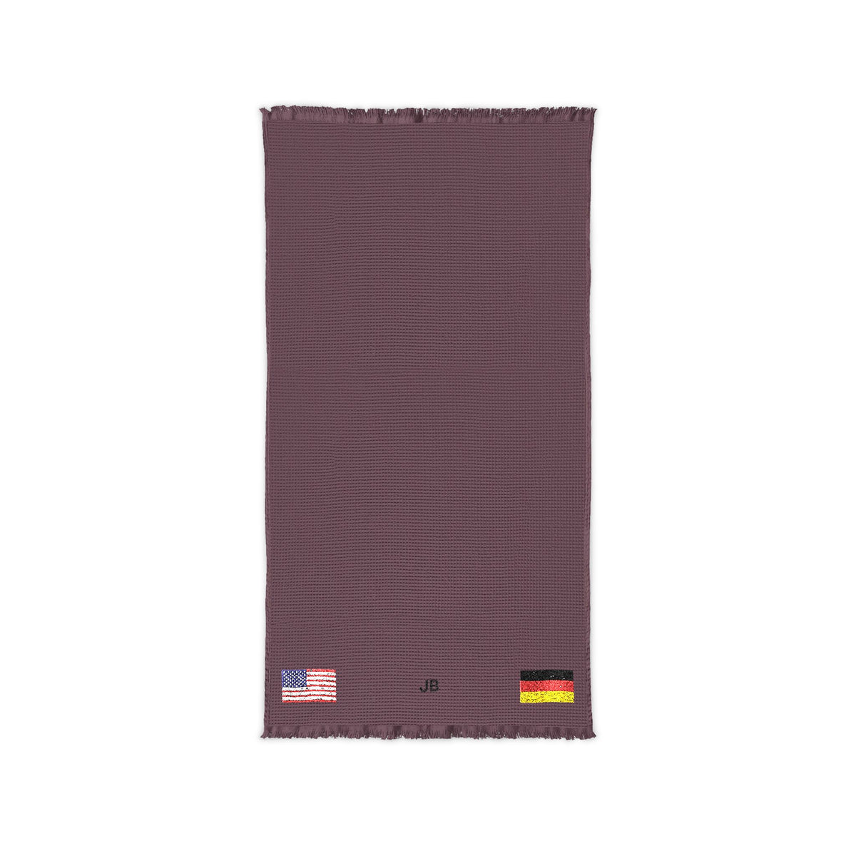 German American Embroidered Waffle Cotton Throw, Lightweight Cozy Blanket | Germany USA Neutral Home Accent - Proud & Loyal
