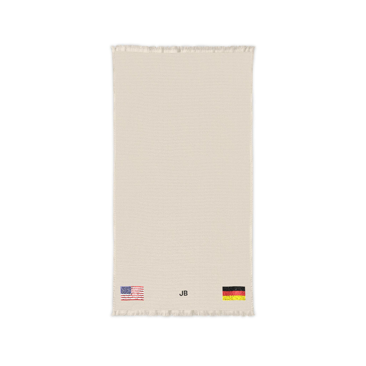 German American Embroidered Waffle Cotton Throw, Lightweight Cozy Blanket | Germany USA Neutral Home Accent - Proud & Loyal