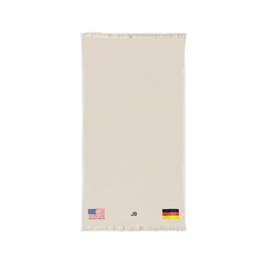 German American Embroidered Waffle Cotton Throw, Lightweight Cozy Blanket | Germany USA Neutral Home Accent - Proud & Loyal