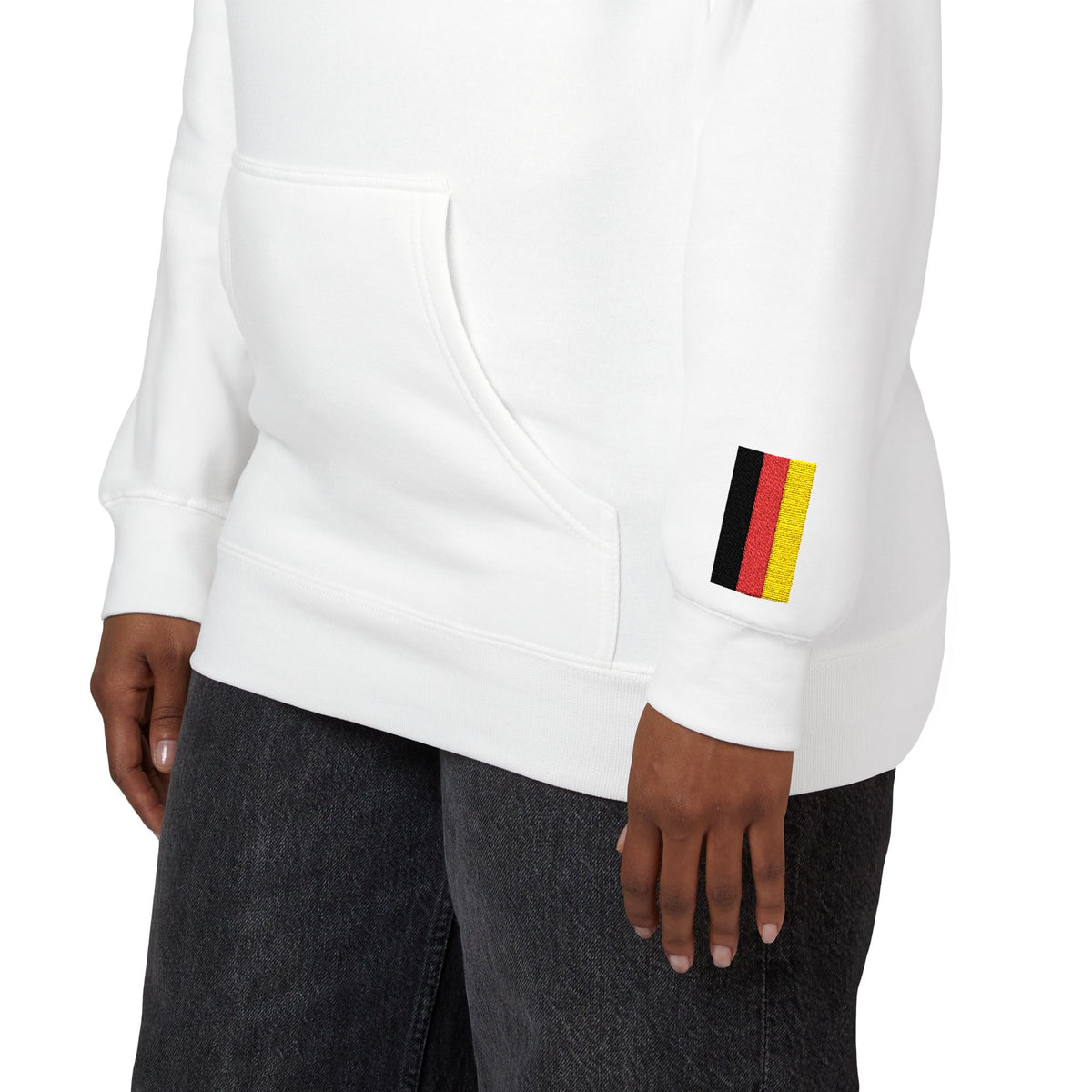 German American Flag Fleece Hoodie | Germany USA Dual Heritage Gift | Personalized Initials | Embroidered Sleeve Flags - Proud & Loyal