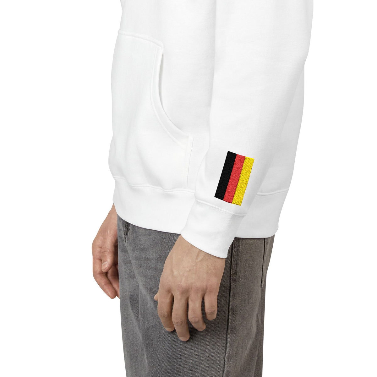 German American Flag Fleece Hoodie | Germany USA Dual Heritage Gift | Personalized Initials | Embroidered Sleeve Flags - Proud & Loyal