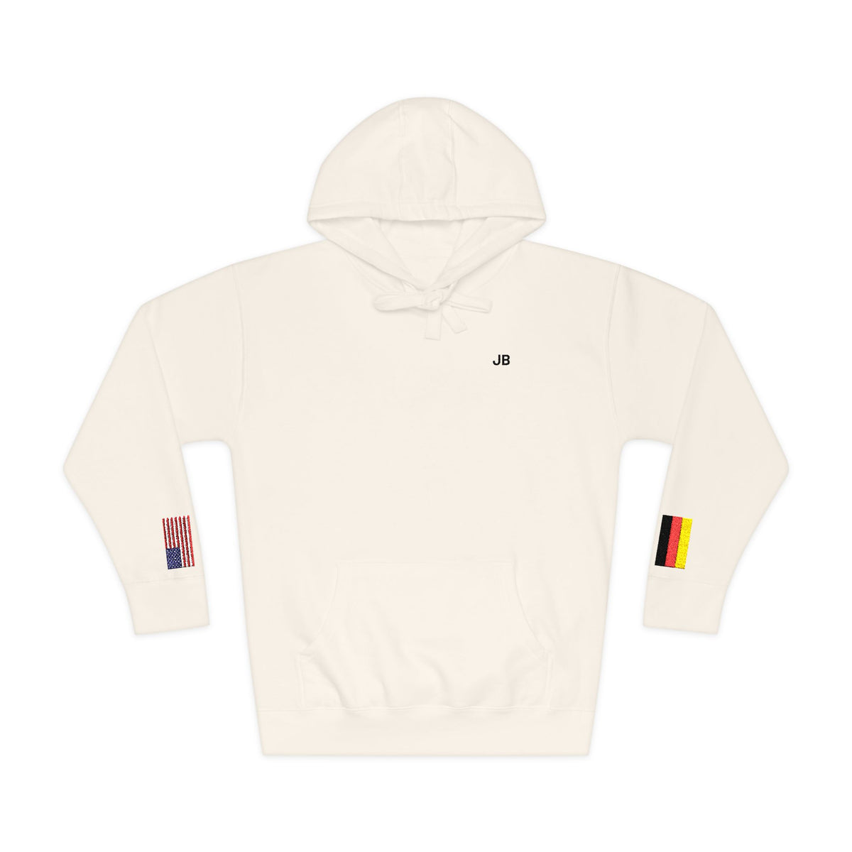 German American Flag Fleece Hoodie | Germany USA Dual Heritage Gift | Personalized Initials | Embroidered Sleeve Flags - Proud & Loyal