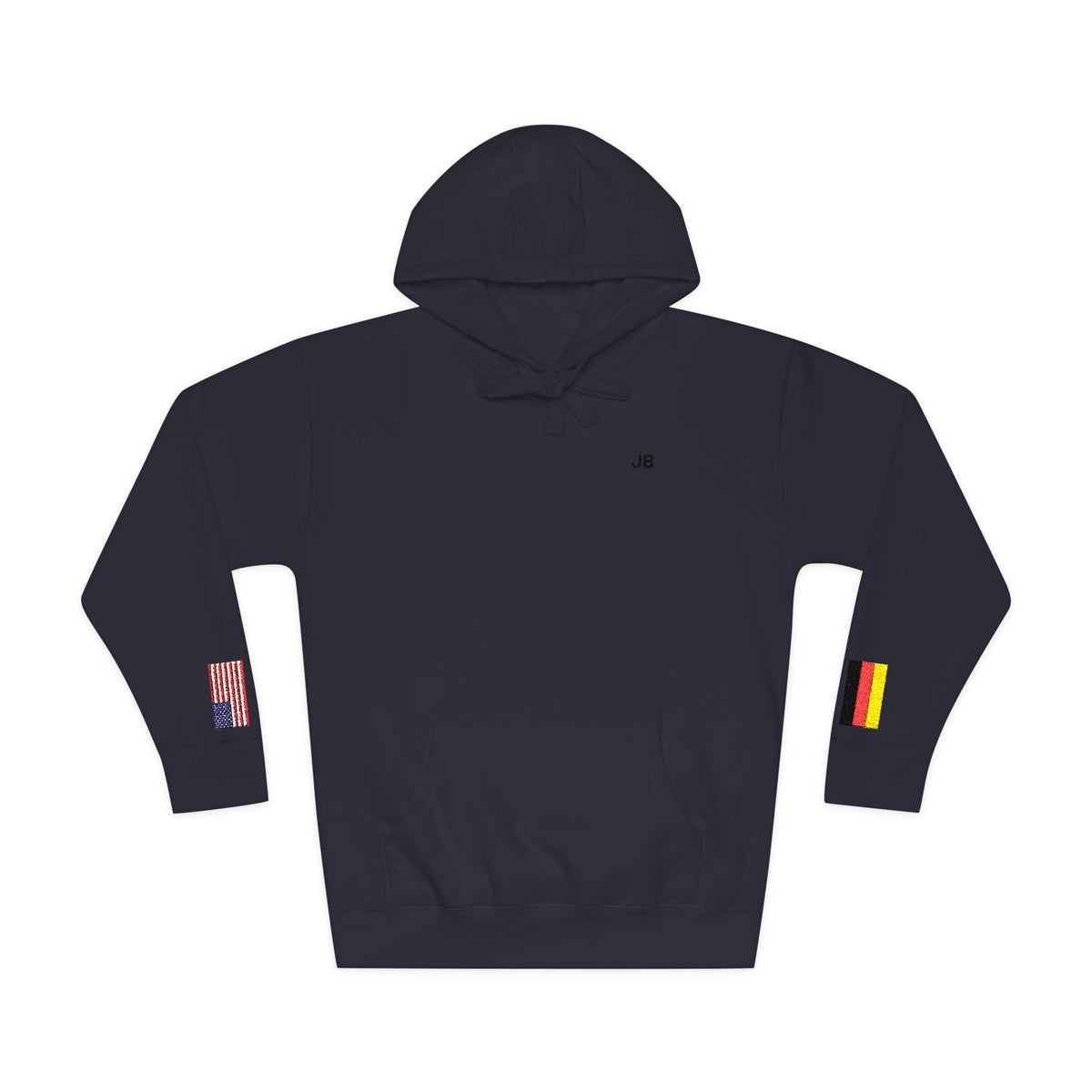 German American Flag Fleece Hoodie | Germany USA Dual Heritage Gift | Personalized Initials | Embroidered Sleeve Flags - Proud & Loyal
