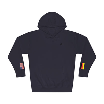 German American Flag Fleece Hoodie | Germany USA Dual Heritage Gift | Personalized Initials | Embroidered Sleeve Flags - Proud & Loyal