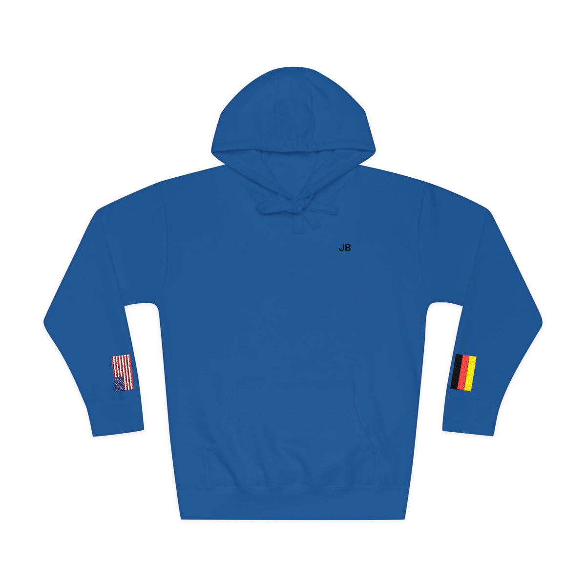 German American Flag Fleece Hoodie | Germany USA Dual Heritage Gift | Personalized Initials | Embroidered Sleeve Flags - Proud & Loyal