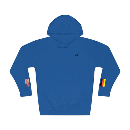 German American Flag Fleece Hoodie | Germany USA Dual Heritage Gift | Personalized Initials | Embroidered Sleeve Flags - Proud & Loyal