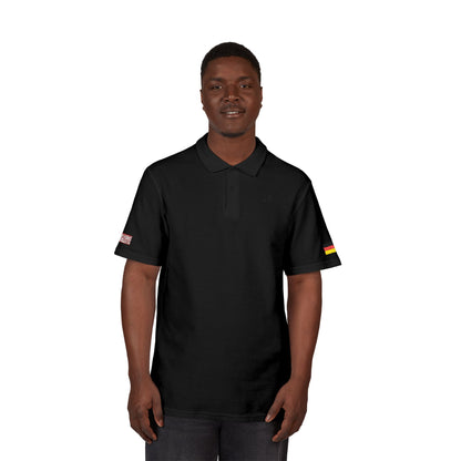 German American Heritage Polo Shirt, Germany USA Flag Embroidered Polo, Custom Initials, Cotton Pique Shirt, German Gift - Proud & Loyal