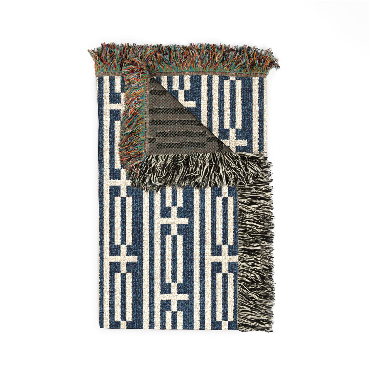 Greece Flag Checkered Pattern Woven Blanket | Boho Greek Throw - Proud & Loyal