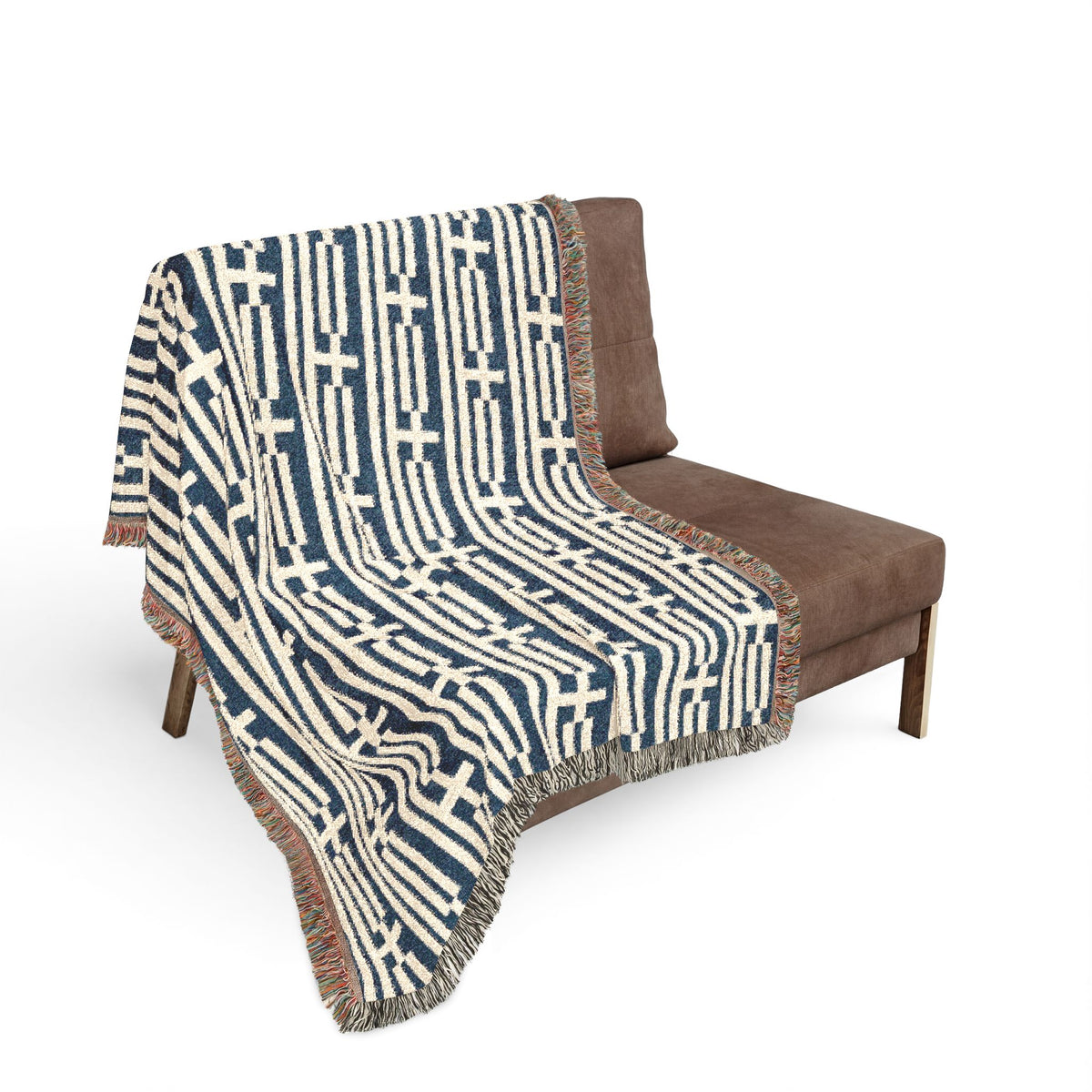 Greece Flag Checkered Pattern Woven Blanket | Boho Greek Throw - Proud & Loyal