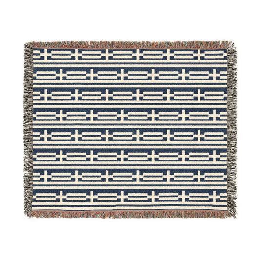 Greece Flag Checkered Pattern Woven Blanket | Boho Greek Throw - Proud & Loyal