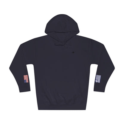 Greek American Flag Fleece Hoodie | Greece USA Dual Heritage Gift | Personalized Initials | Embroidered Sleeve Flags - Proud & Loyal