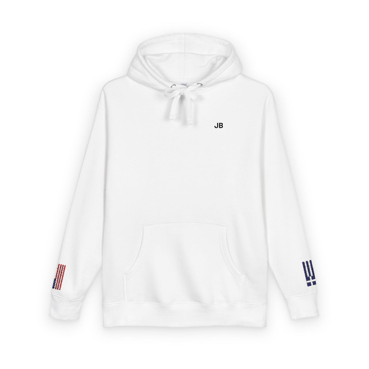 Greek American Flag Fleece Hoodie | Greece USA Dual Heritage Gift | Personalized Initials | Embroidered Sleeve Flags - Proud & Loyal