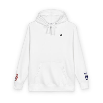 Greek American Flag Fleece Hoodie | Greece USA Dual Heritage Gift | Personalized Initials | Embroidered Sleeve Flags - Proud & Loyal