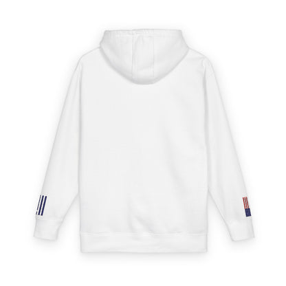 Greek American Flag Fleece Hoodie | Greece USA Dual Heritage Gift | Personalized Initials | Embroidered Sleeve Flags - Proud & Loyal