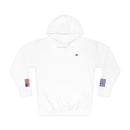 Greek American Flag Fleece Hoodie | Greece USA Dual Heritage Gift | Personalized Initials | Embroidered Sleeve Flags - Proud & Loyal