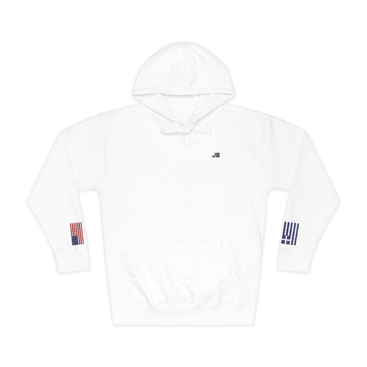 Greek American Flag Fleece Hoodie | Greece USA Dual Heritage Gift | Personalized Initials | Embroidered Sleeve Flags - Proud & Loyal