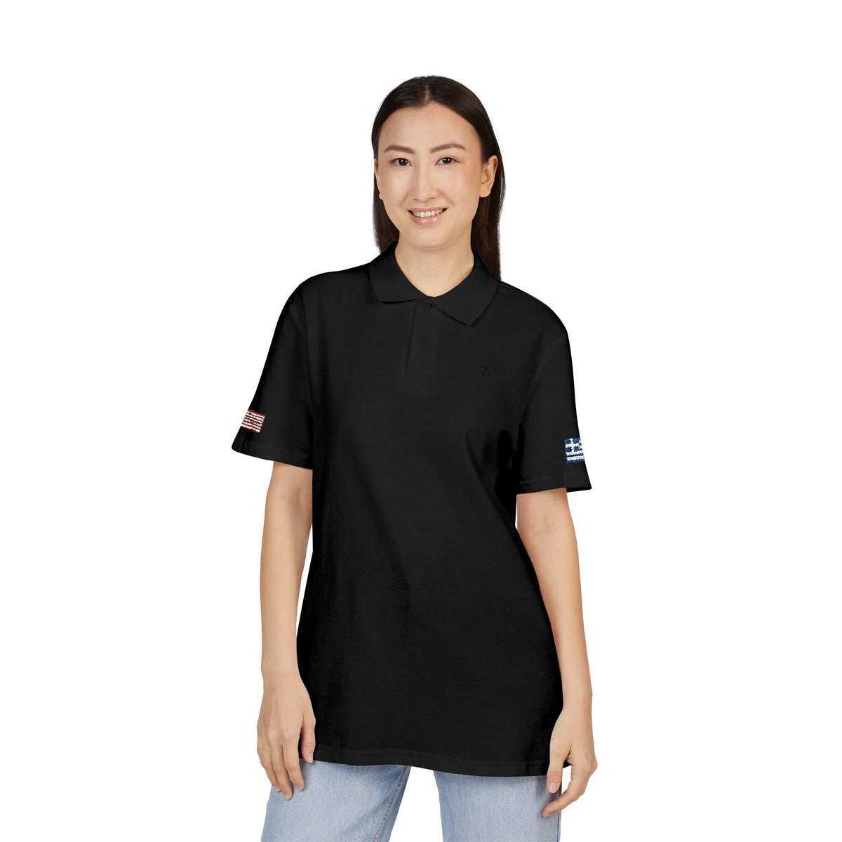Greek American Heritage Polo Shirt, Greece USA Flag Embroidered Polo, Custom Initials, Cotton Pique Shirt, Greek Gift - Proud & Loyal