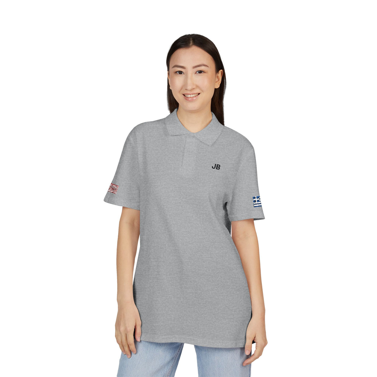 Greek American Heritage Polo Shirt, Greece USA Flag Embroidered Polo, Custom Initials, Cotton Pique Shirt, Greek Gift - Proud & Loyal