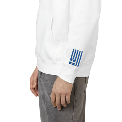 Greek Australian Flag Fleece Hoodie | Greece Australia Dual Heritage Gift | Personalized Initials | Embroidered Sleeve Flags - Proud & Loyal