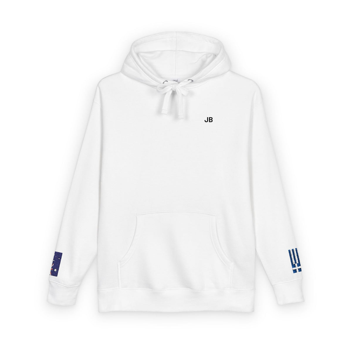 Greek Australian Flag Fleece Hoodie | Greece Australia Dual Heritage Gift | Personalized Initials | Embroidered Sleeve Flags - Proud & Loyal