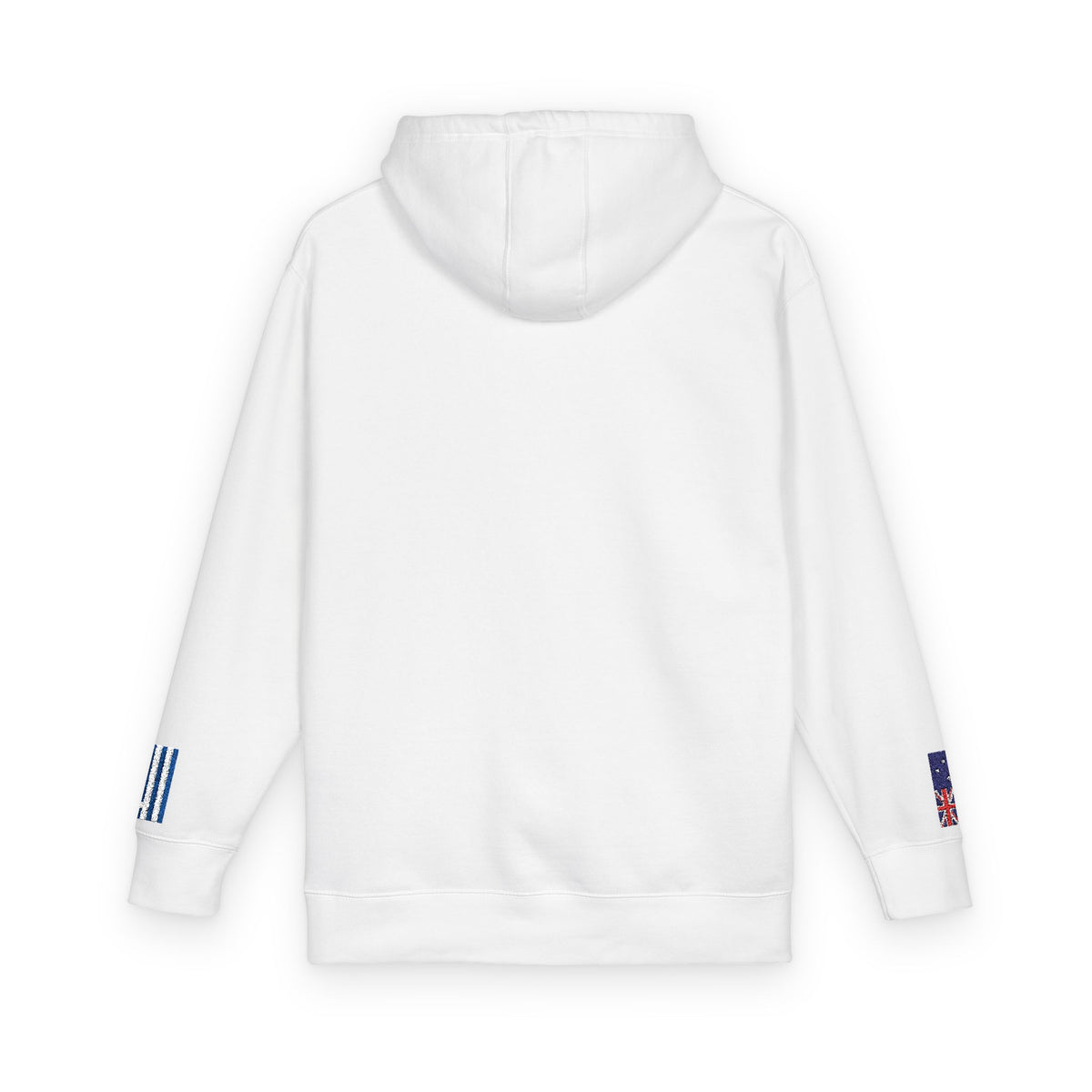 Greek Australian Flag Fleece Hoodie | Greece Australia Dual Heritage Gift | Personalized Initials | Embroidered Sleeve Flags - Proud & Loyal