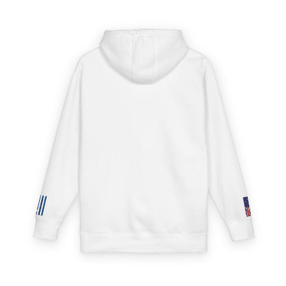Greek Australian Flag Fleece Hoodie | Greece Australia Dual Heritage Gift | Personalized Initials | Embroidered Sleeve Flags - Proud & Loyal