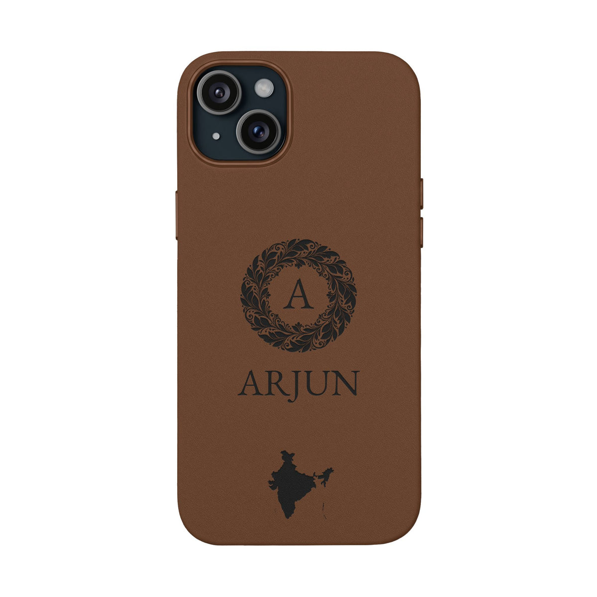 India Vegan Leather iPhone Case, Custom Indian Monogram Cover, Personalized Name Initials iPhone 16 15 14 13 12 Pro Plus, Indian Map Gift - Proud & Loyal