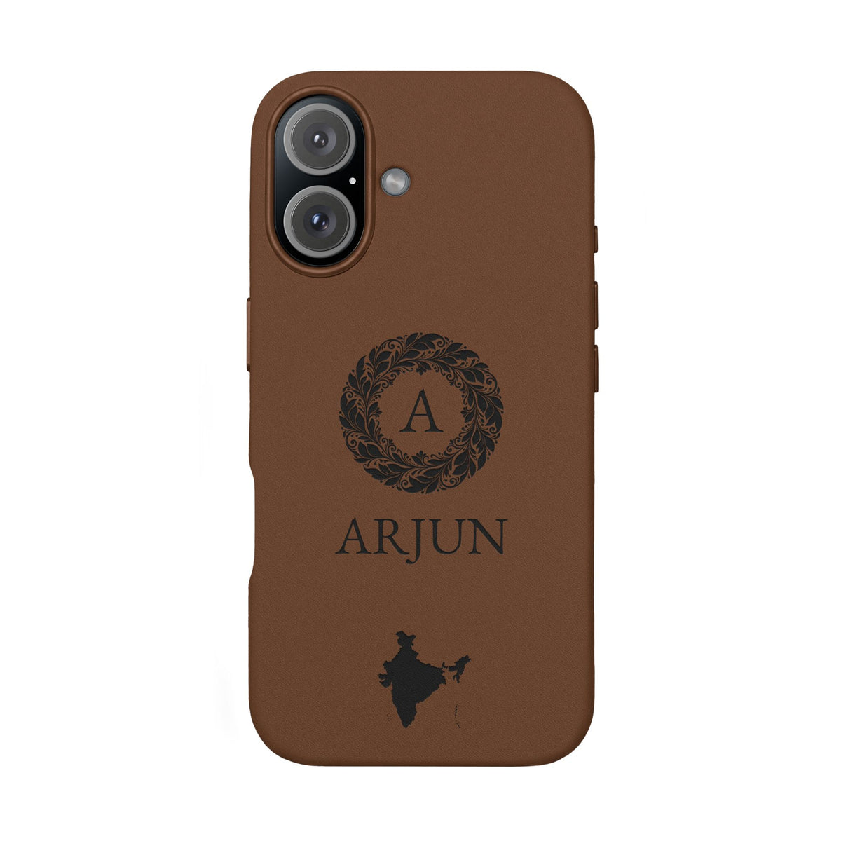 India Vegan Leather iPhone Case, Custom Indian Monogram Cover, Personalized Name Initials iPhone 16 15 14 13 12 Pro Plus, Indian Map Gift - Proud & Loyal